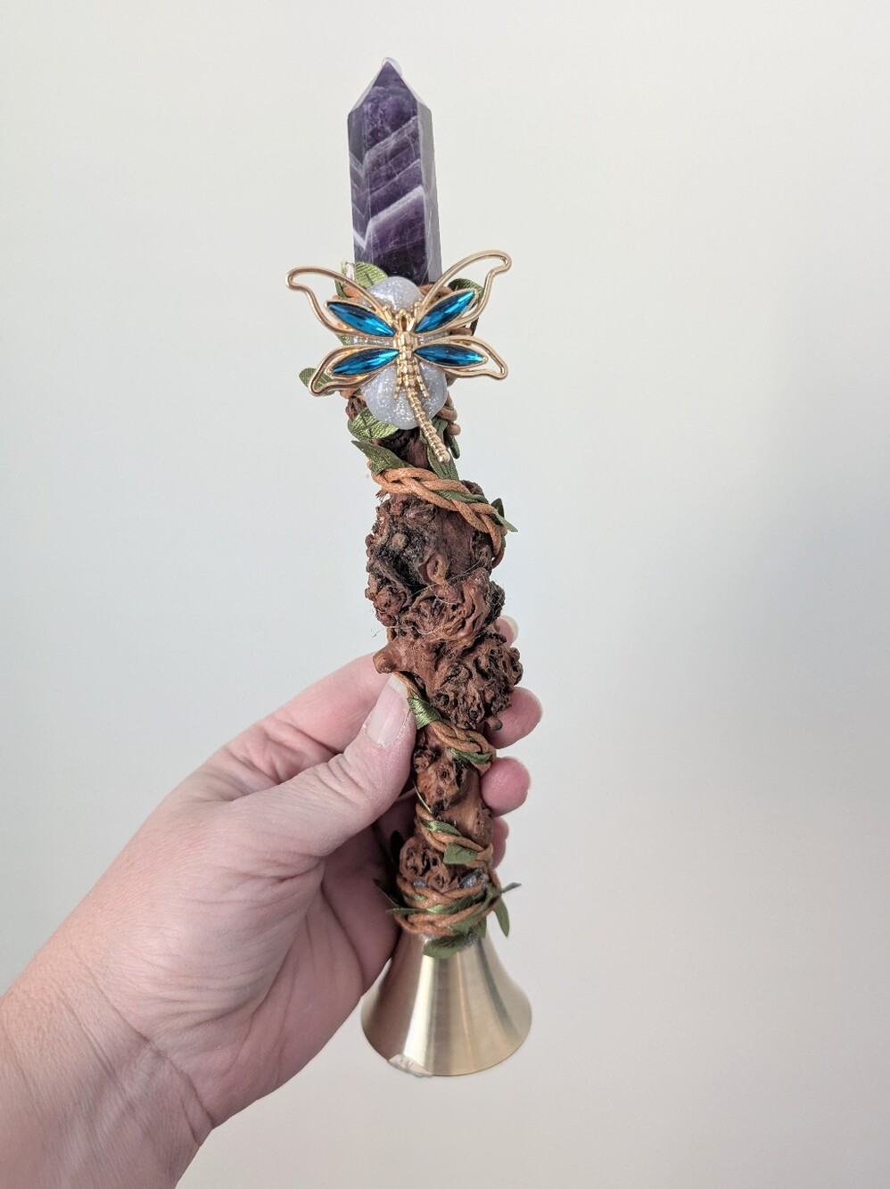 Bell with Natural Dream Amethyst Crystal Point